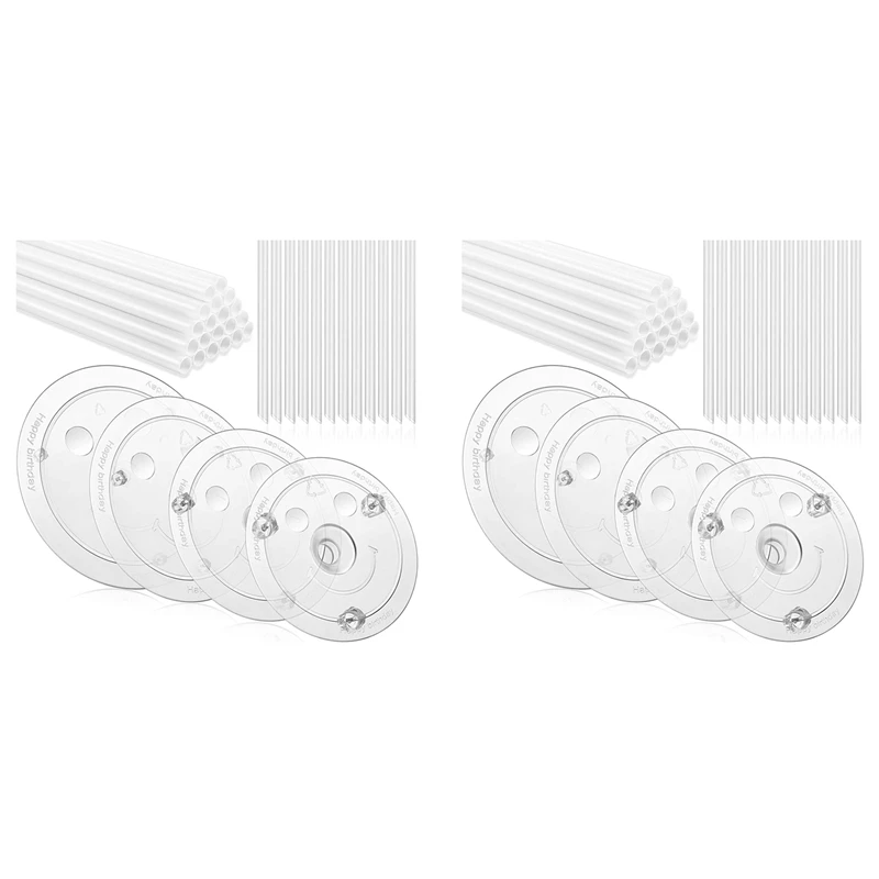 

40 шт. белые пластиковые палочки для торта, опорные стержни с 8 разделительными тарелками для тортов и 24 прозрачных торта