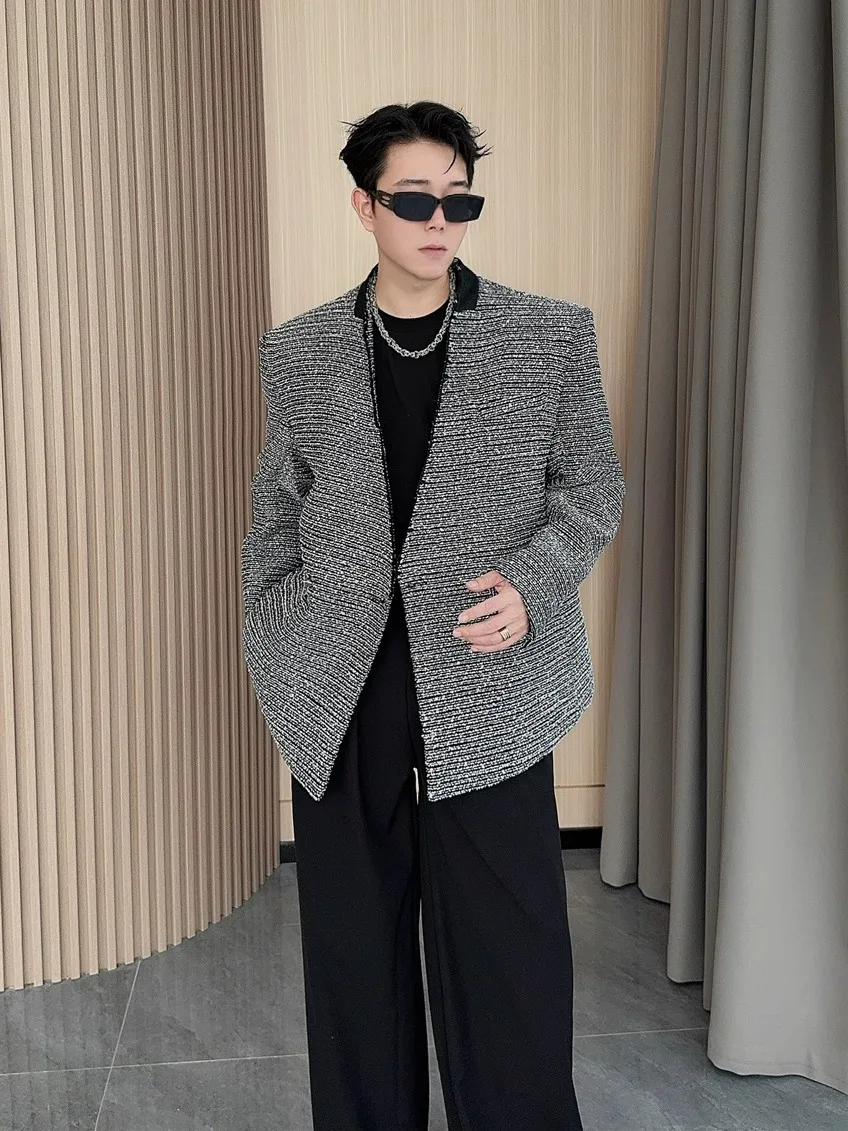 Rocca Изящный мужской костюм 2024 осенне-зимний утолщенный дизайн свободный