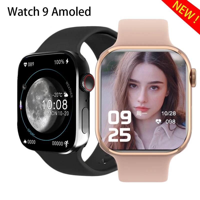 New iw9 Amoled Smartwatch Bluetooth Call Men Sports Fintess watches Women Custom Watch Face Series 8 Smart Watch for Apple Watch