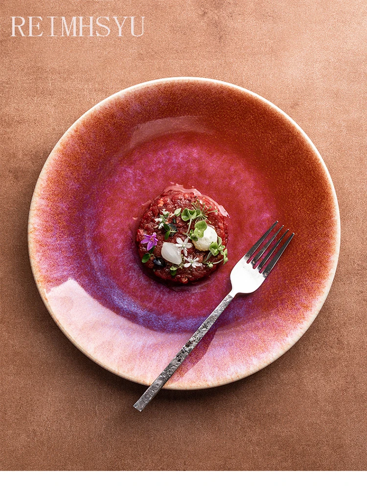 

Ceramic Nordic Style Round Shallow Western Steak Dessert Food Pasta Dinner Plate Dishes Household Restaurant Tray Tableware