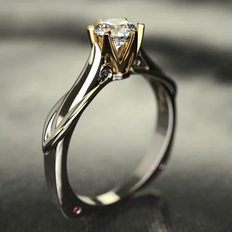 Женское классическое обручальное кольцо из серебра 925 пробы с фианитом