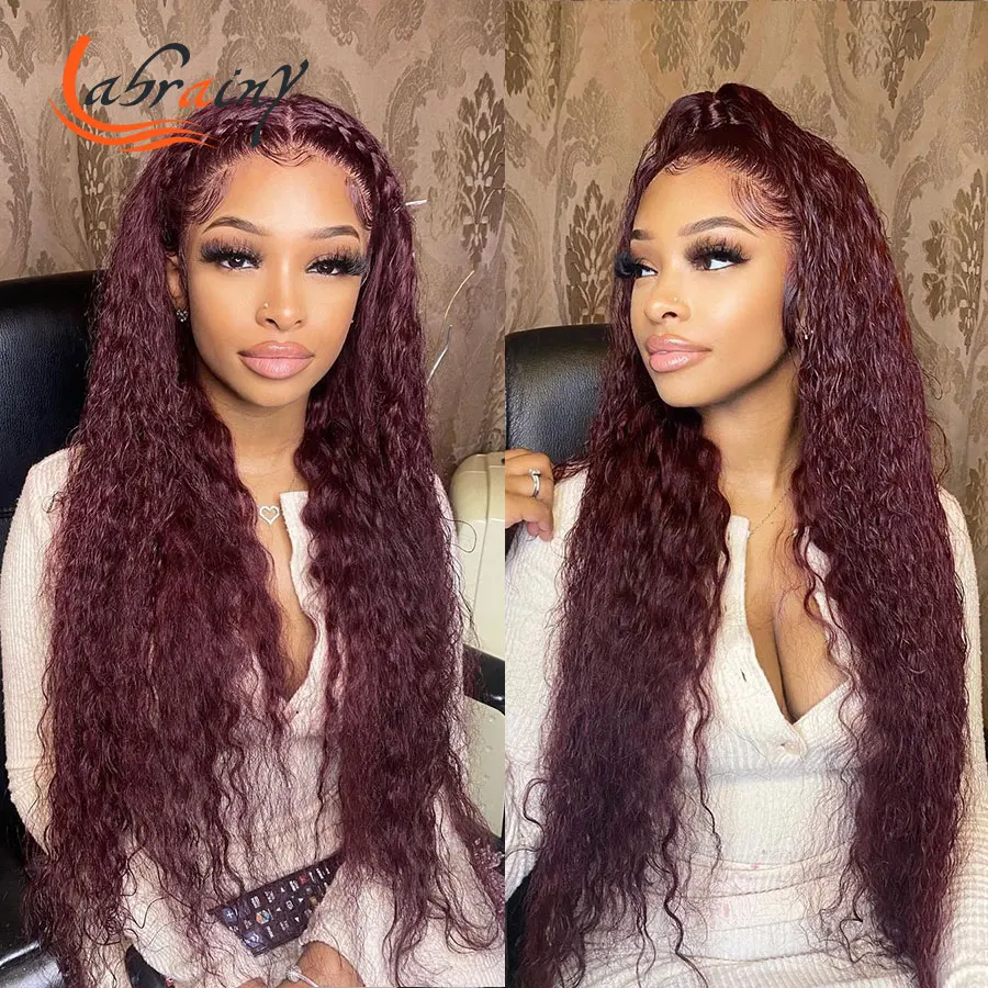 360 бразильские вьющиеся человеческие волосы на сетке спереди парики бордового