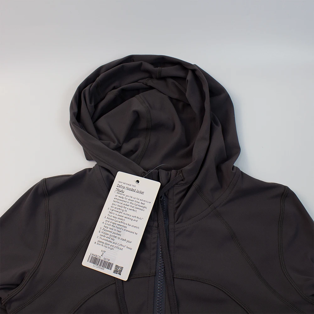 Lulu Women Long Sleeve Hooded Define Jacket Yoga Sports Coat With Pockets Quick Dry Breathable Fitness Running Zip Up Jackets