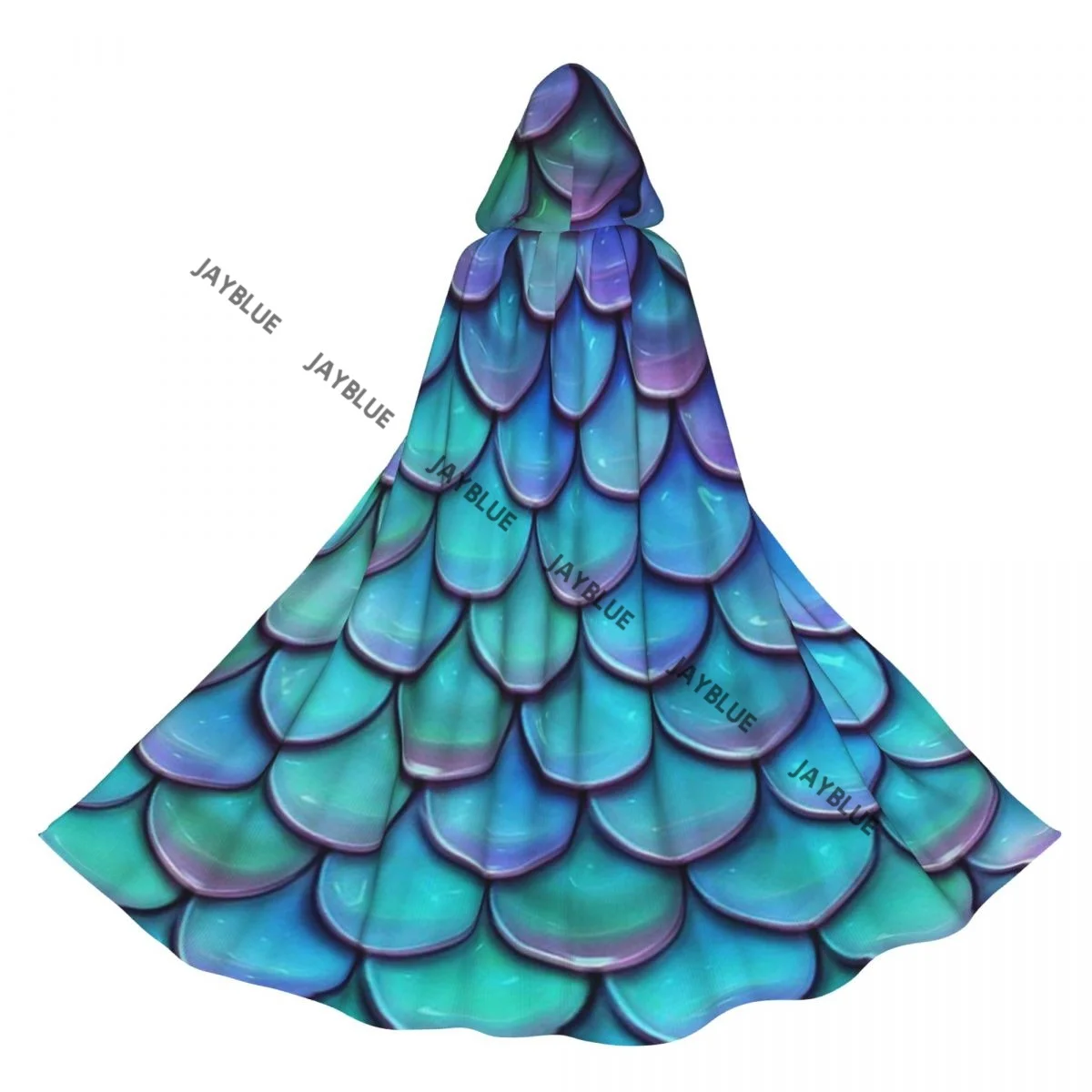 Плащ с капюшоном унисекс плащ Русалка бирюзовый рыбьей чешуей накидка ведьмы