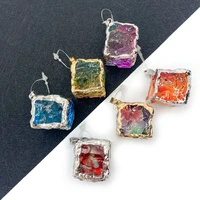 natural stone crystal pendant necklace colorful square reiki stone suitable for diy jewelry accessories healing stone jewelry