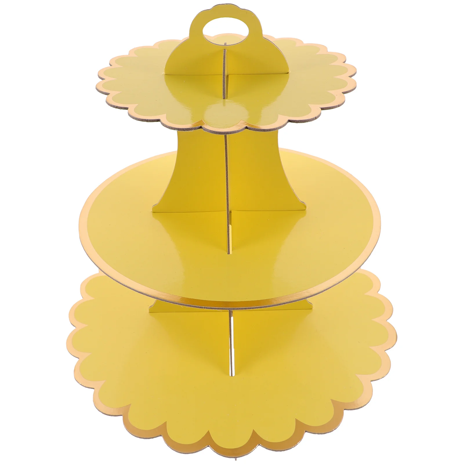 Многоуровневая полка для торта картонная подставка кексов три подноса желтый