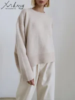 Rose Red Women Sweaters Winter 2022 Oversized Knitted Pullovers Loose Green Jumpers Pulls Beige Warm Sweaters For Women Winter