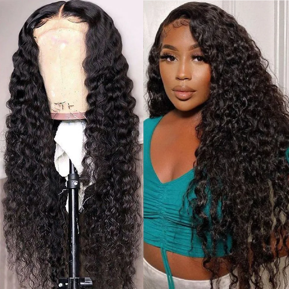 

Deep Wave Frontal Wig Human Hair Pre Plucked HD Lace Closure Wig Human Hair 13x4 HD Transparent Lace Wig Curly Lace Frontal Wigs