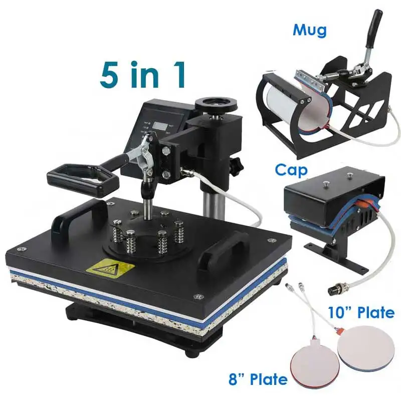 

3D Sublimation Hat Printing Heat Press 5 in 1 Machine Using for Mugs T-shirt Logo Printing Heat Transfer Machine