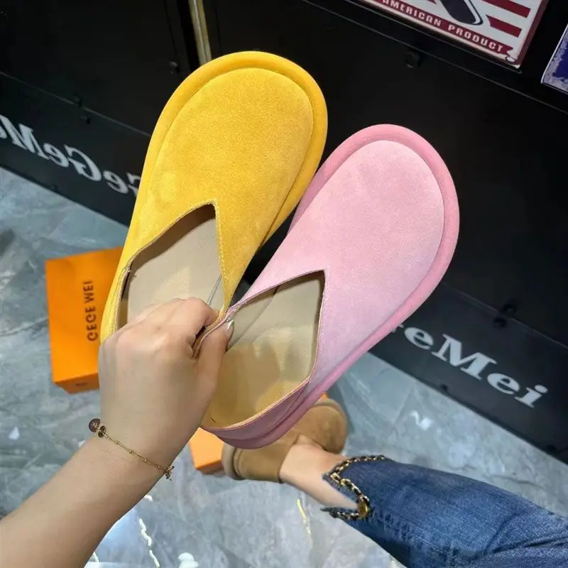 Big Toe Loafers Women's Fashionable Soft Bottom Soft Surface V Cut Slip-on Gommino Comfortable Ugly Cute Outer Wear