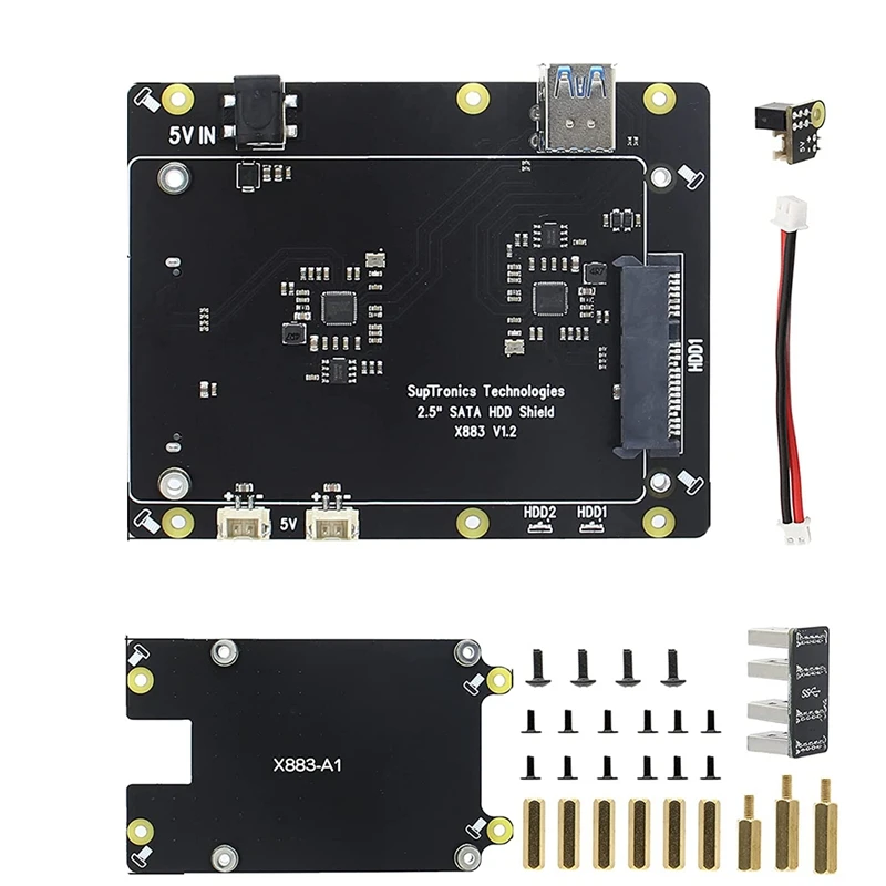 

Для Raspberry Pi 4 Dual SATA, X883 V1.2 Dual 2,5 дюйма SATA HDD/SSD Плата расширения UASP поддерживается для Raspberry Pi 4