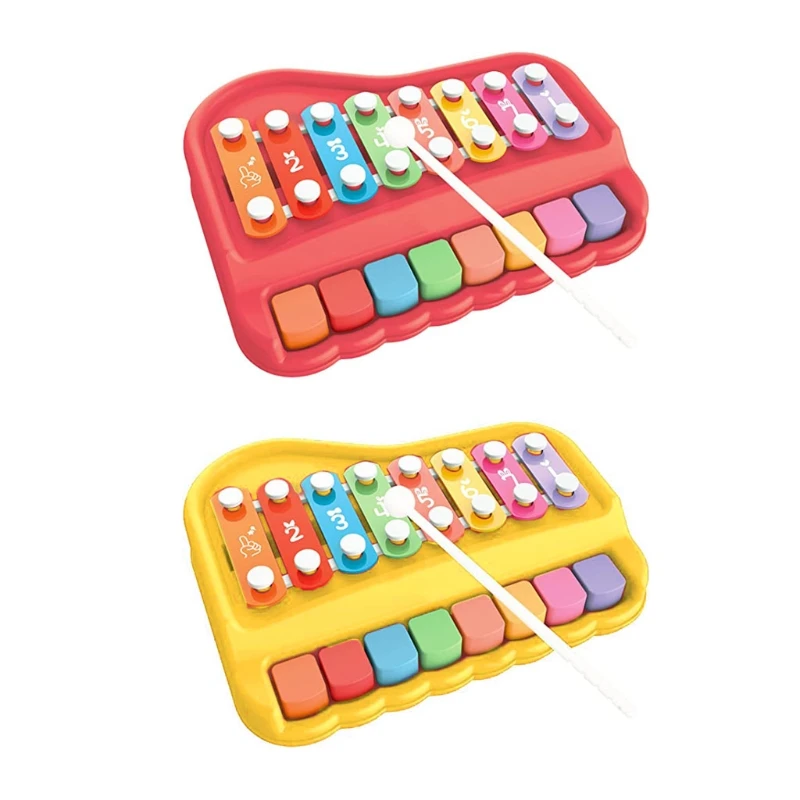 

77HD 2 in 1 Baby Piano Xylophone with 8 Multicolored Keyboard Preschool Educational Musical Learning Instrument Toys Gift for