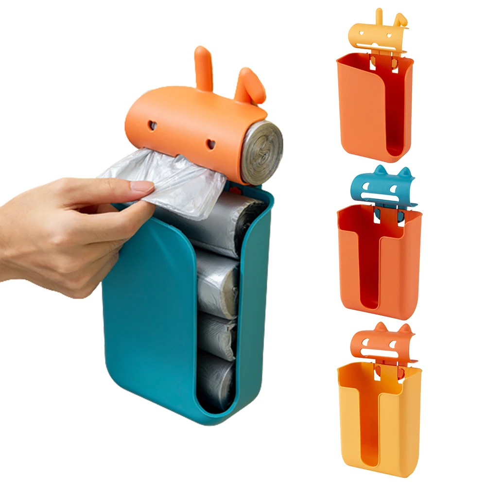 

Kitchen Garbage Bag Storage Rack Wall Hanging Nail-Free Plastic Storage Box Bathroom Garbage Bag Dispenser Organizer