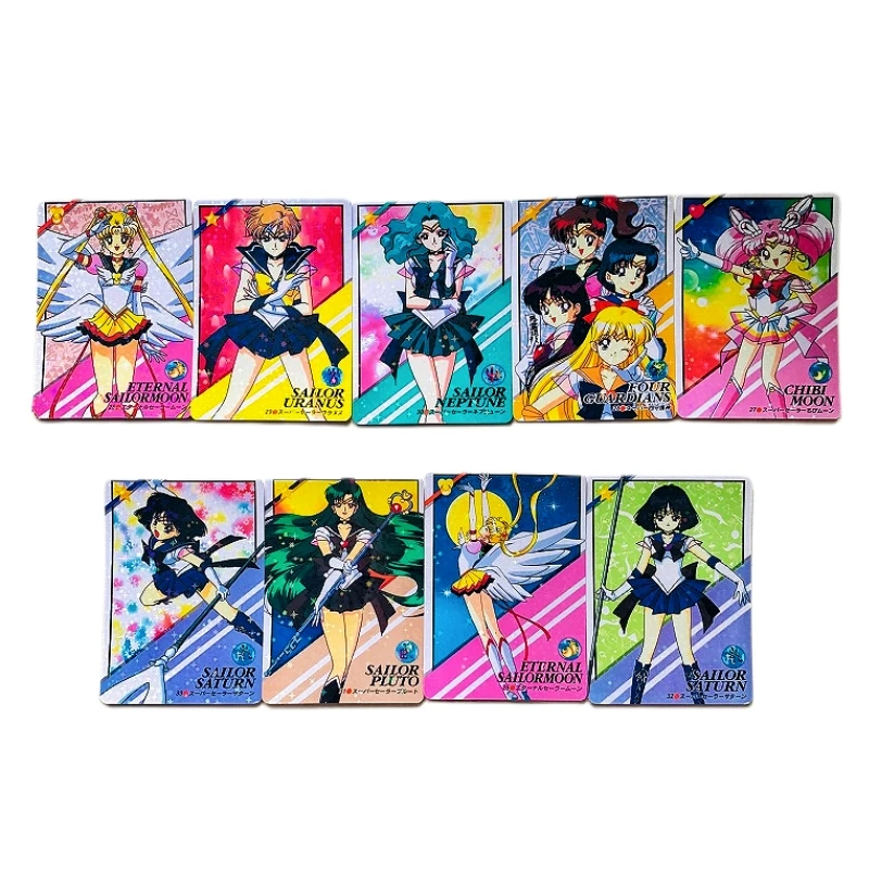 

9pcs/set Sailor Moon Animation Characters Tsukino Usagi Aino Minako Chibiusa Flash Card Classics Anime Collection Cards Toy Gift