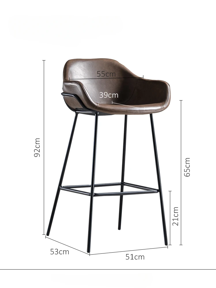 

Кожаный барный стул со спинкой, креативный барный стул, кофейня, кованый высокий стул из кованого железа, комбинированный стол и стул