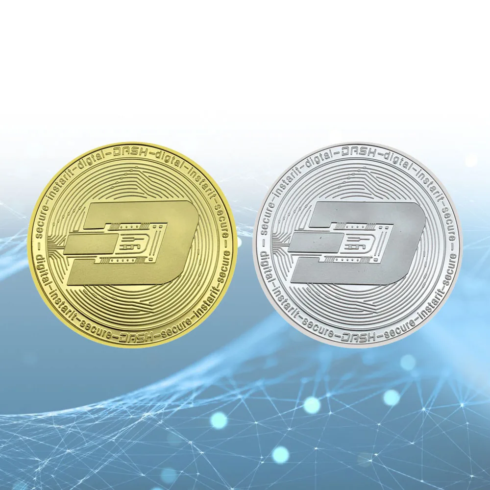 

Brand-new DASH Digital Virtual Currency Gold/silver Plated Metal Coins Dark Coins BTC with Plastic Case Commercial Collection