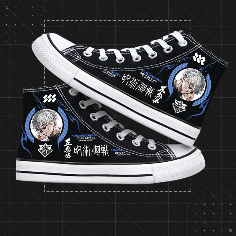 

Hot Anime Jujutsu Kaisen Printed Canvas Shoes Gojo Satoru Casual Sneakers Itadori Yuji Student High-Top Sneakers Unisex Shoes