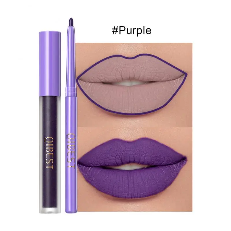 

Матовый блеск для губ и подводка для губ, набор для макияжа губ, темная черная жидкая помада, водостойкий очаровательный карандаш для контура, косметический набор