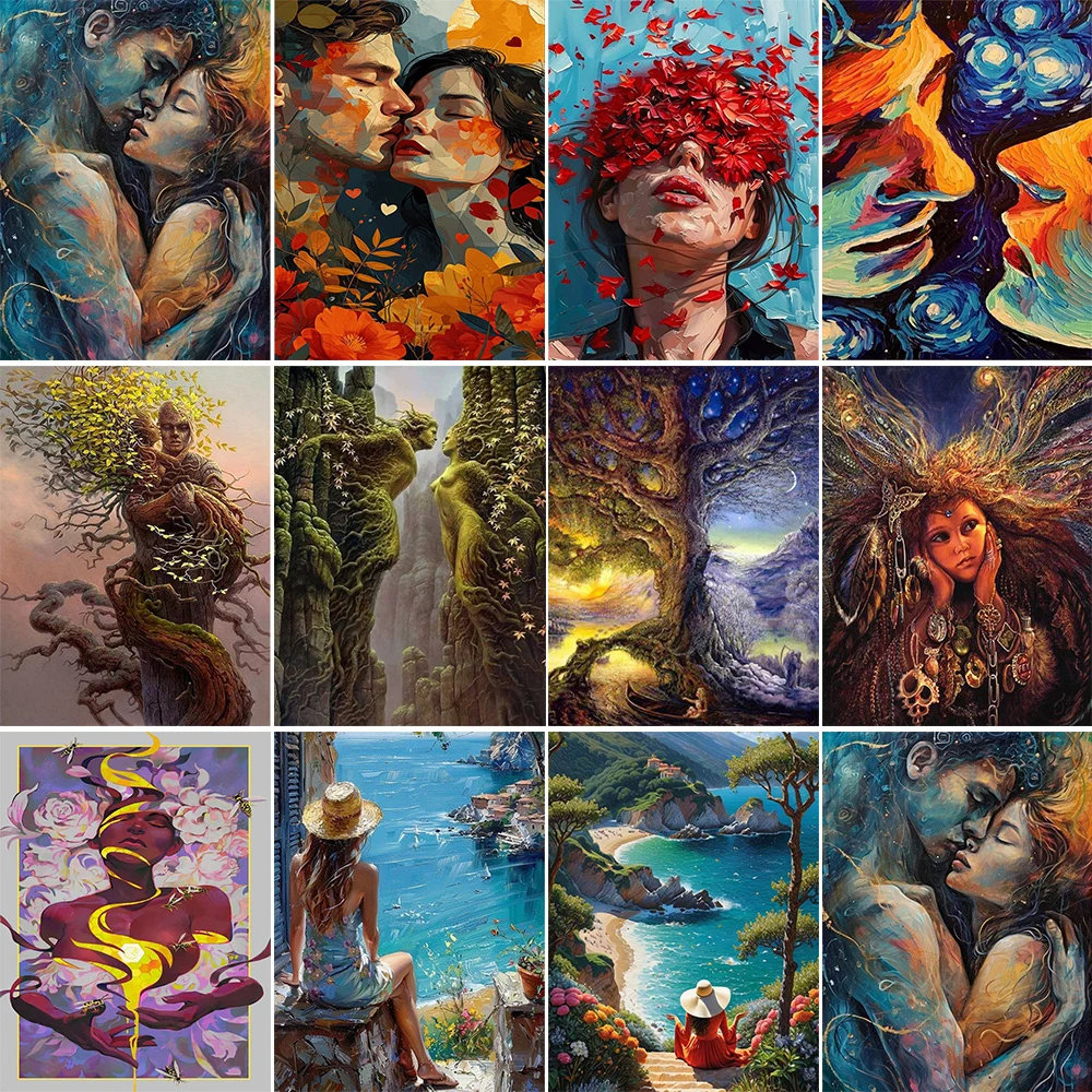 Набор акриловых красок сделай сам ручная роспись маслом по номерам на холсте