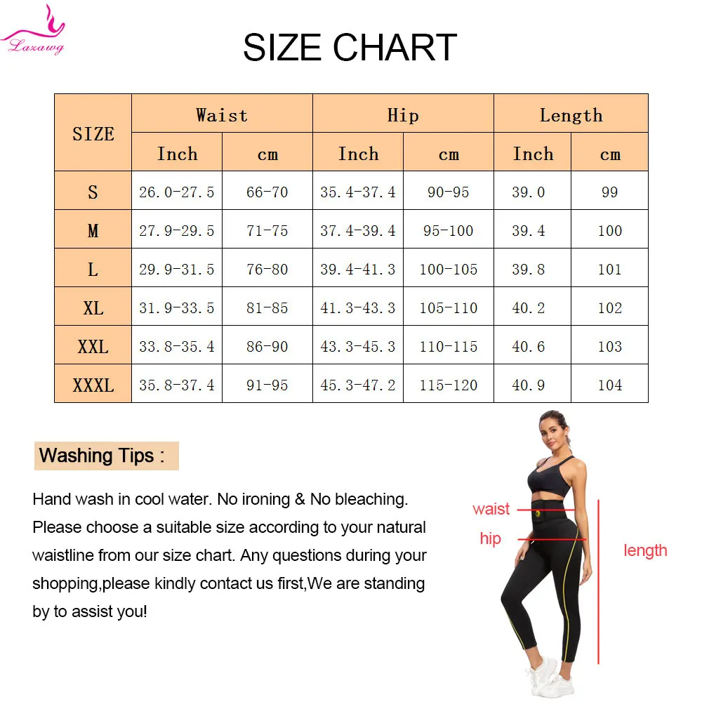 LAZAWG Women Sauna Pants Neoprene Sweat Leggings Waist Trainer Tummy Control Slimming Mid Waist Weight Loss Trousers Workout