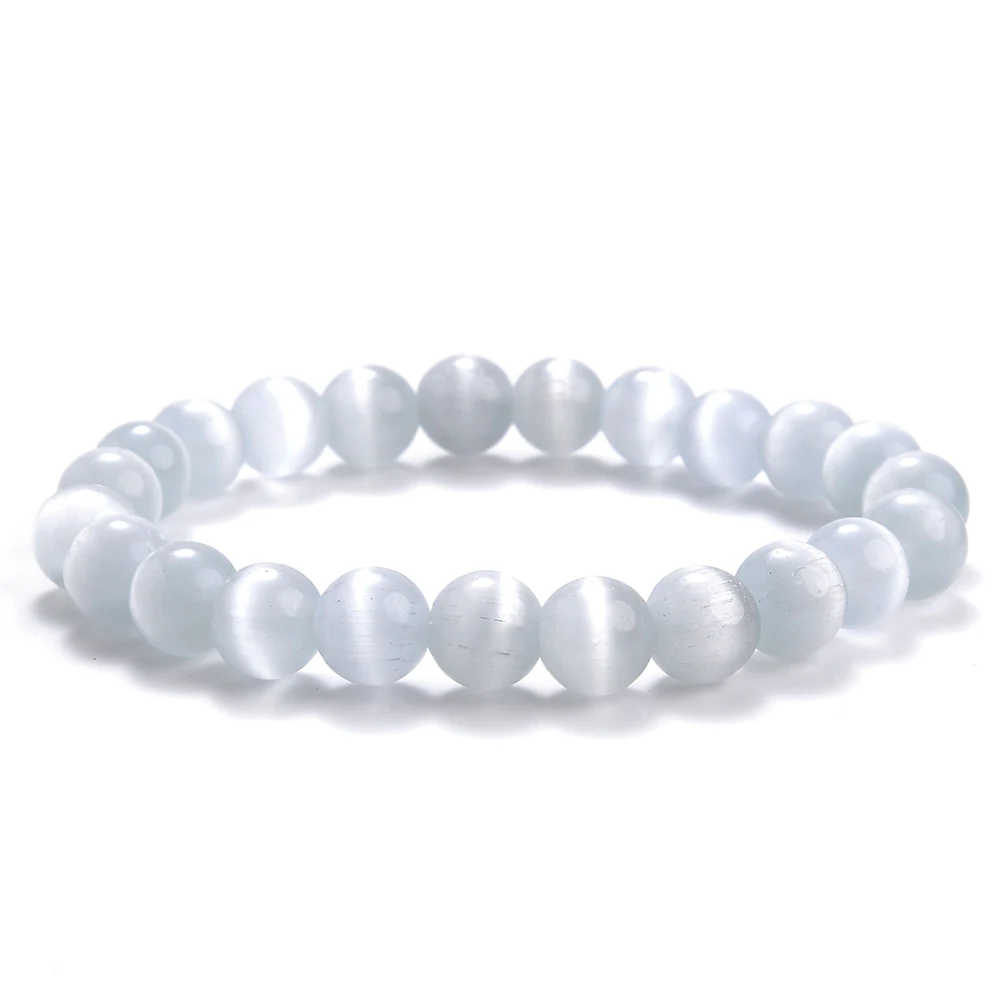 Натуральный браслет 8 мм кошачий глаз многоцветные браслеты с лунным камнем