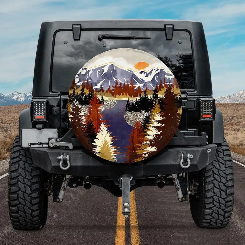 

Unique Spare Tire Covers, Autumn River SUV Tire Cover, Trendy Tire Cover, Independenca Day, Gift For Lover, Gift For Father