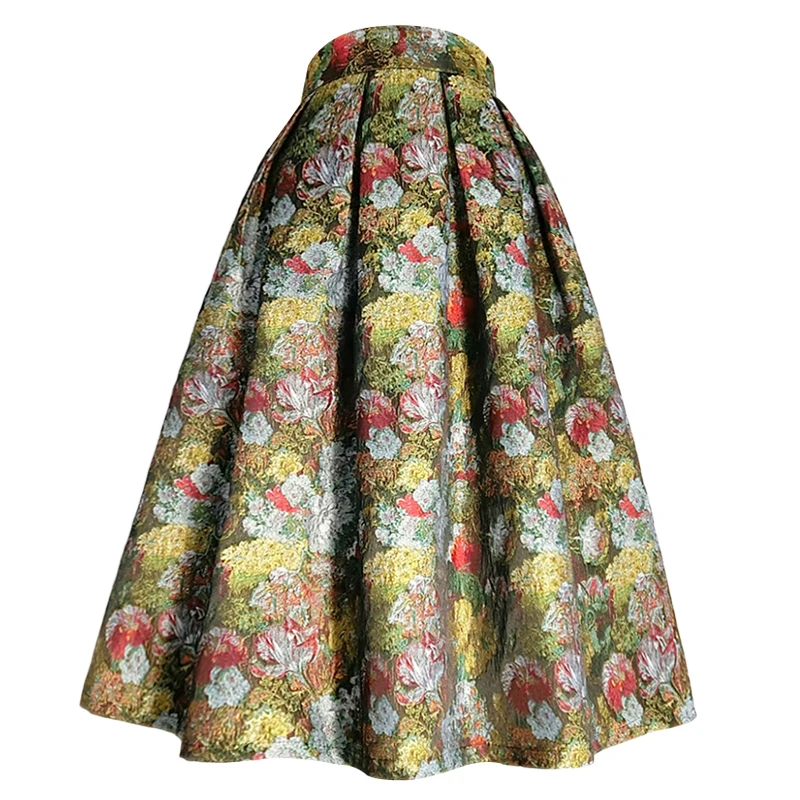 Embroidered Autumn Winter Ball Gown Skirts For Women High Waist Party Princess Vintage Umbrella