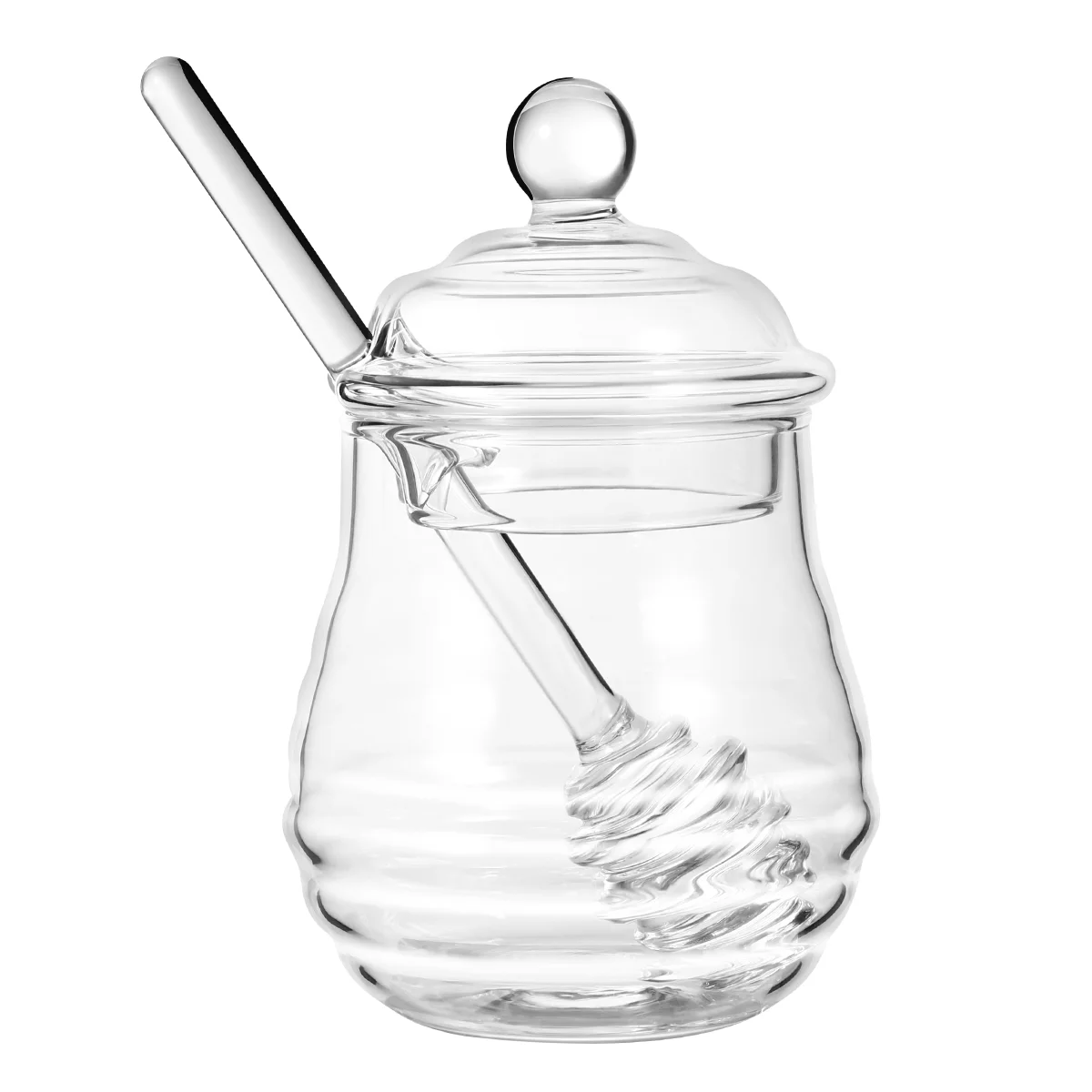 

WINOMO 250ml Glass Honey Pot Clear Jam Jar Set with Dipper and Lid for Home Kitchen Use