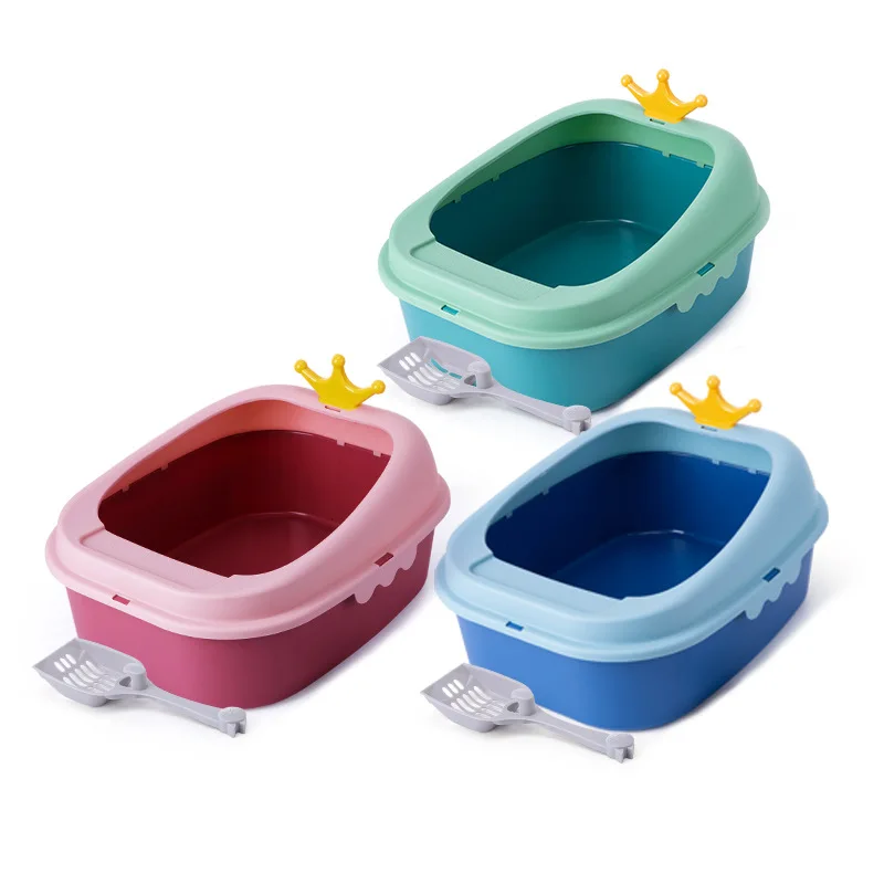 Enclosed Cat Litter Box Semi-Open Anti-Splashing  Durable High Side Sifting for Small Cats Easy To Clean and Assemble
