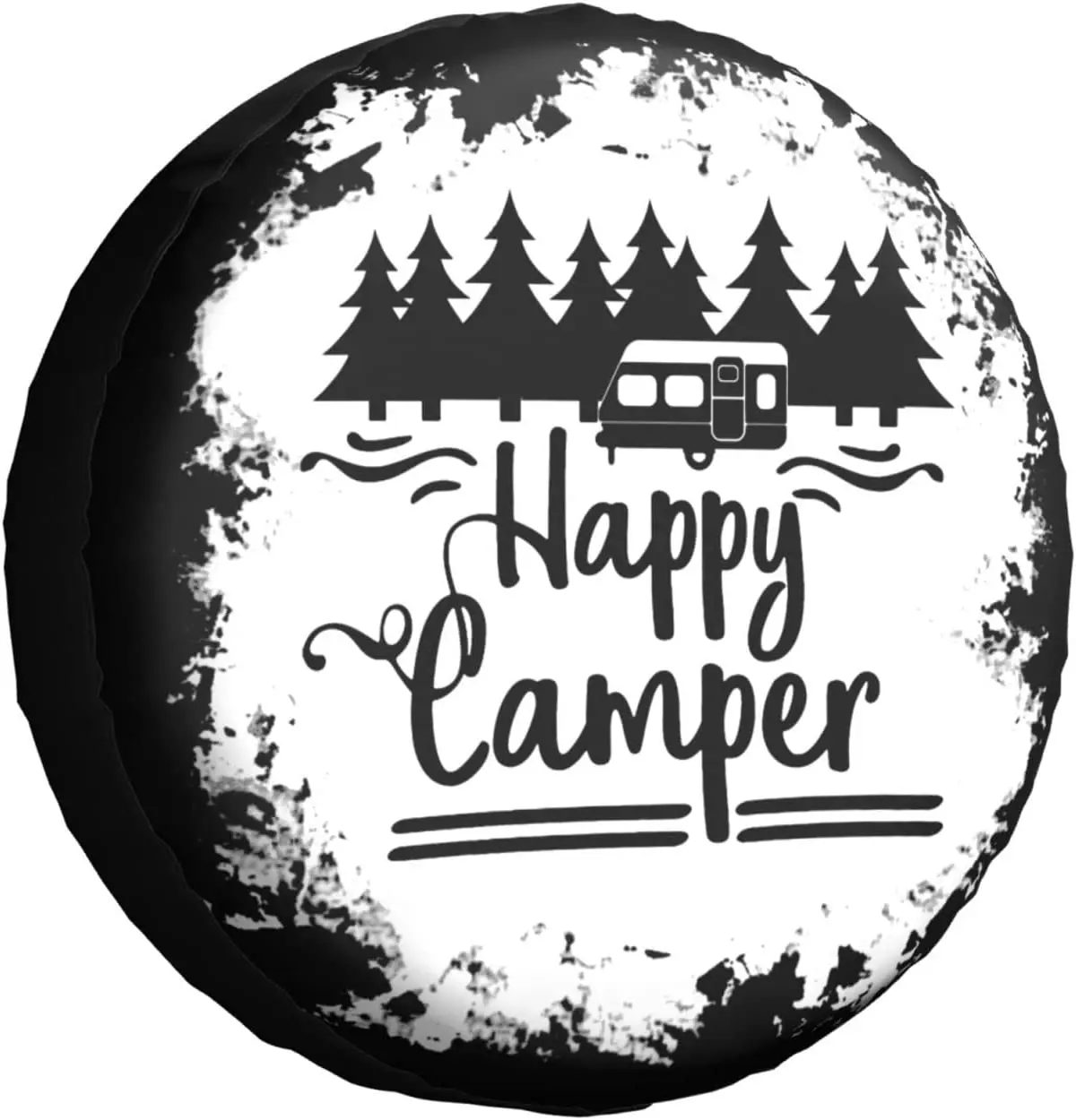 

Happy Camper Spare Tire Cover Waterproof Dust-Proof Wheel Protectors Universal Fit for Trailer Rv SUV Truck Camper Travel Traile