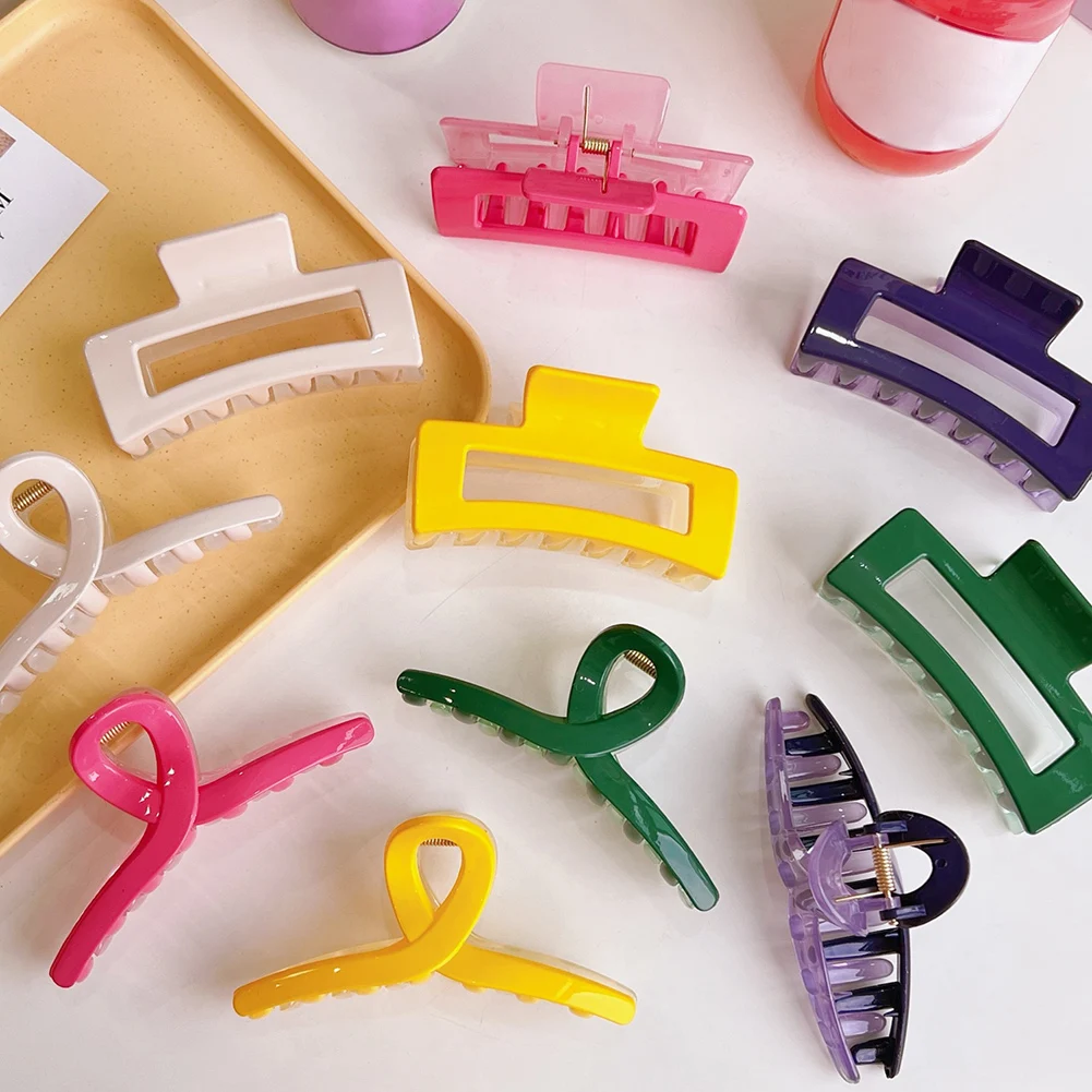 

2022 Korean Solid Hair Claw Acrylic Women Shark Hair Clips Elegant Crab Hairpins Barrette Headwear Girls Hair Accessories