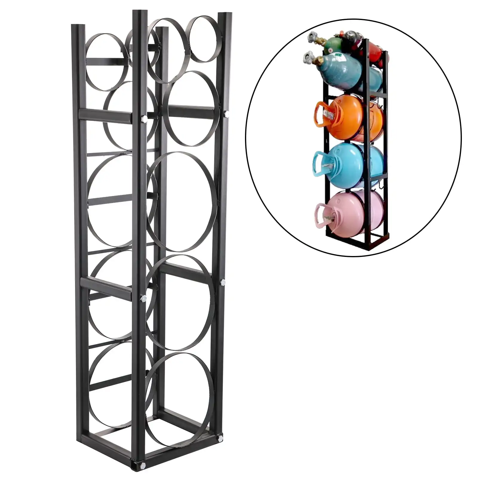 

Refrigerant Tank Rack, Cylinder Tank Utility Rack with 3-30lb and Other 3 Saving Space for Gas Oxygen Nitrogen Storage