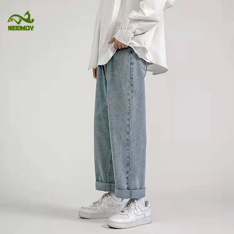 Neemoy New Men's Loose Casual Jeans Streetwear Pants Fashion Korea Style Ins Spring and Autumn New Straight Wild Wide-leg Pants