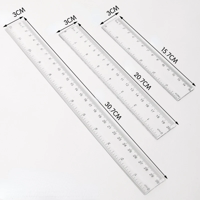 

15cm 20cm 30cm Straight Ruler Transparent Plastic Ruler Drawing Tool Student Stationery School Office Supplies Desk Accessories