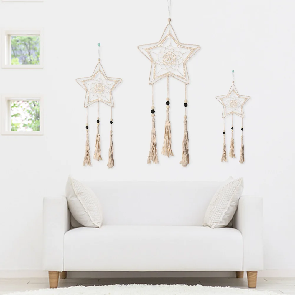 

Скандинавский гобелен ручной работы со звездами, макраме, настенное украшение для комнаты, украшение для дома в стиле бохо, Готический Деко...