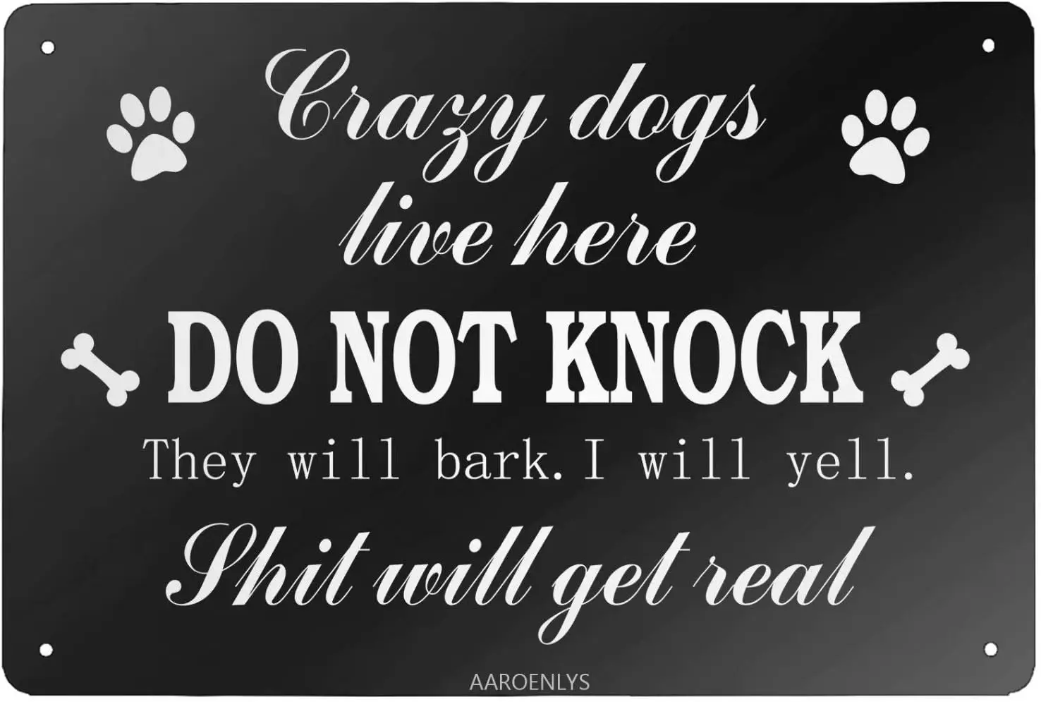 AAROENLYS Ретро-вывеска Оловянная вывеска Не стук Crazy Dogs Live Here алюминиевая настенный