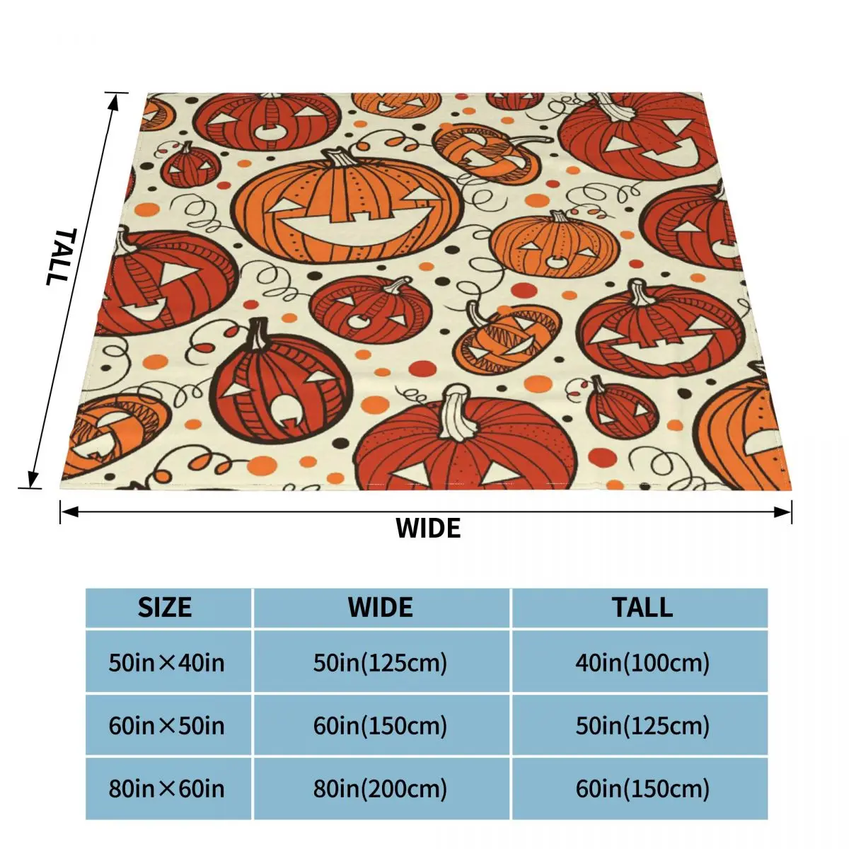 Оранжевое флисовое украшение в виде тыквы призрака портативное тонкое одеяло