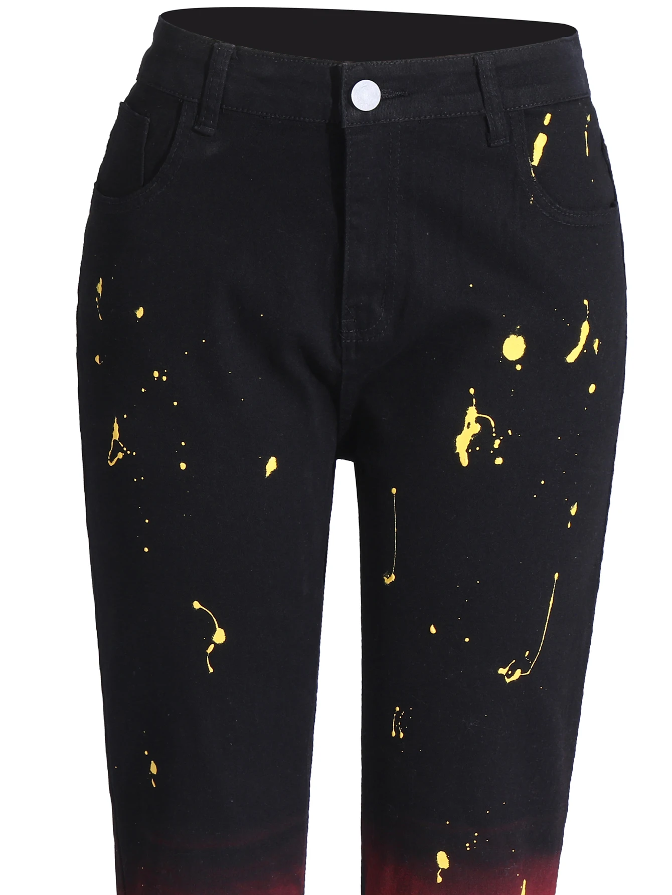 New Men's Jeans Hip Hop Jeans Men's Casual Fashion Stretch Pencil Pants Four Seasons Black Printing Travel Denim Straight Pants