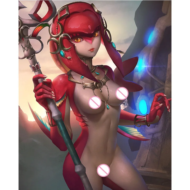 

Print Canvas Game Red Murloc Warrior Nude Sexy Girl Art Poster 40x60 50x70 60x90 Custom Living Room Bedroom Hanging Picture