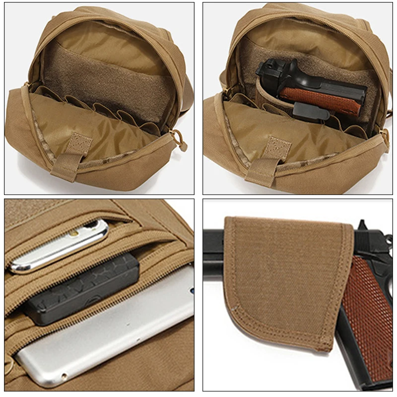 Military Outdoor Chest Bag Tactical Backpack Shoulder Bag Multifunction Camping Airsoft CS Crossbody Bags with Pistols Holster