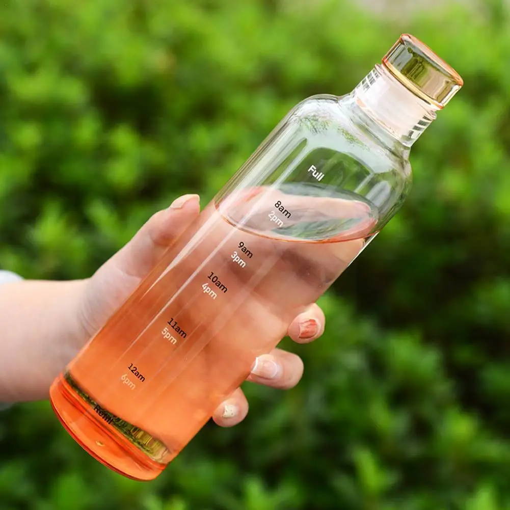 

500ml Large Capacity Glass Water Bottle With Marker Cover For Water Drink Transparent Milk Juice Simple Cup Birthday G W7b3