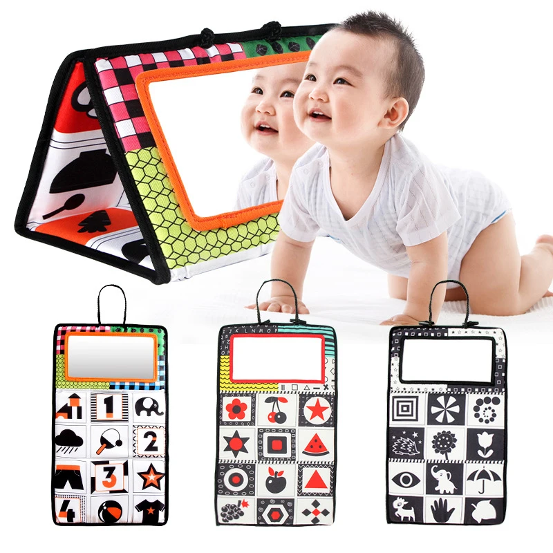 

Montessori Baby Toys Tummy Time Mirror Baby Sensory Toys Activity High Contrast Animals Cognition Newborn Early Educational Toys
