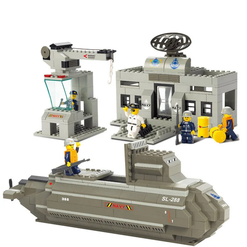 

Большие строительные блоки для ядерной подводной лодки, военные Обучающие игрушки, собранные модели для подарка мальчикам, база для технич...