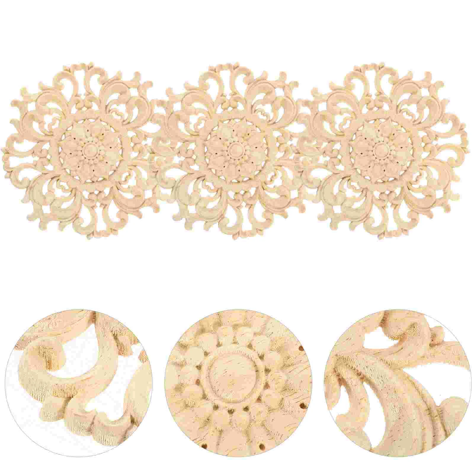 

4pcs Wood Appliques Unpainted Wooden Carved Carvings Onlays for Cupboard Door Bed Cabinet