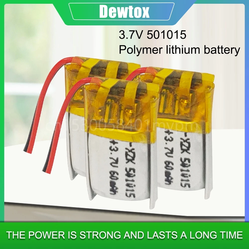 

501015 3.7V 60mAh Lithium Polymer LiPo Rechargeable Battery for MP3 MP4 MP5 Bluetooth Headset Hearing Aid GPS Locator Counter