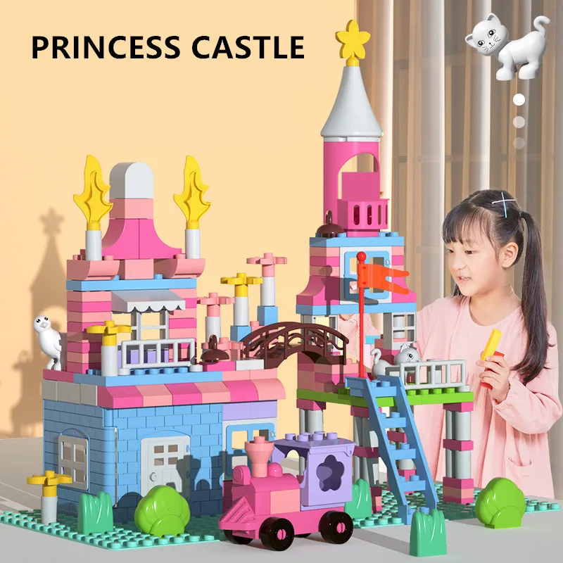 

174PCS Girls Princess Castle Building Blocks Assembly Bricks Friends Pink Dream Creativity Educational Toys for Kids Baseplate