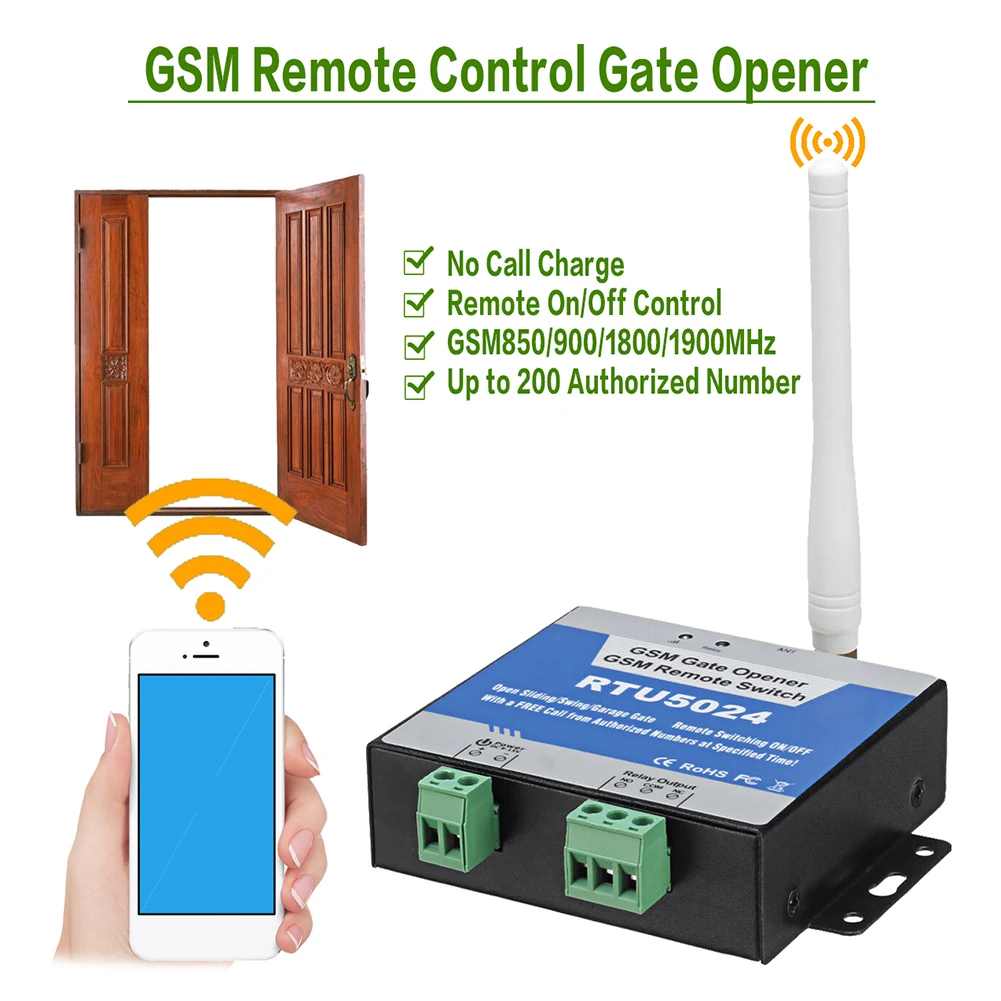 

GSM-реле открывания двери RTU5024, беспроводной переключатель с антенной, штепсельная вилка стандарта США/ЕС, оборудование для домашней безопасности