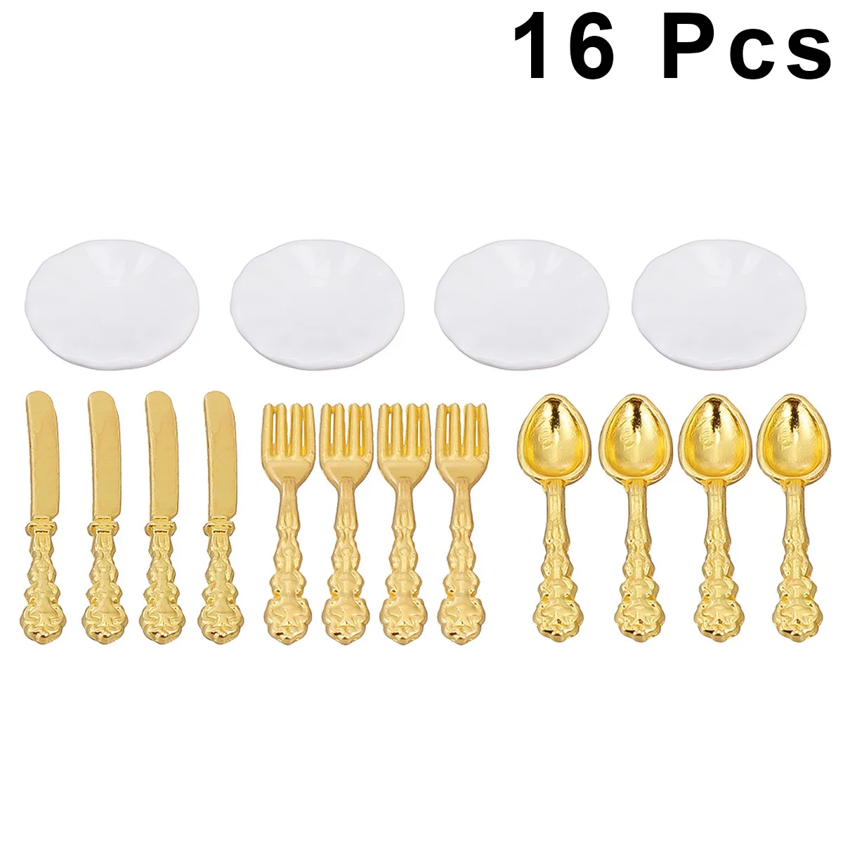 

16 Miniature Fork Spoon Tableware Kitchen Accessories Pretend Play Photography Props for Decoration