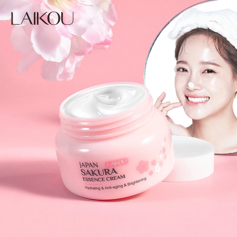 LAIKOU 60g Japan Sakura Essence Cream Cherry Blossom Facial Cream Moisturizing Anti Wrinkle Anti Aging Brighten Skin Skin Care