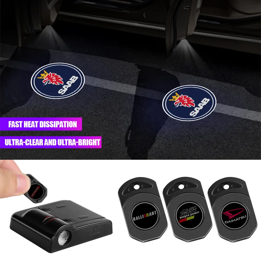 

3D Car Door Decoration Led HD Projector Lamp Wireless Welcome Lights For Saab 93X 95X 900 9-7 600 99 92 9-3 9-5 GT750 9-X